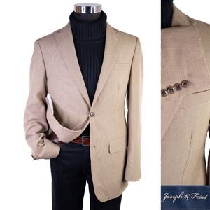 Joseph & Feiss Size 38L Sport Coat Jacket Blazer Beige Two Button Single Vented